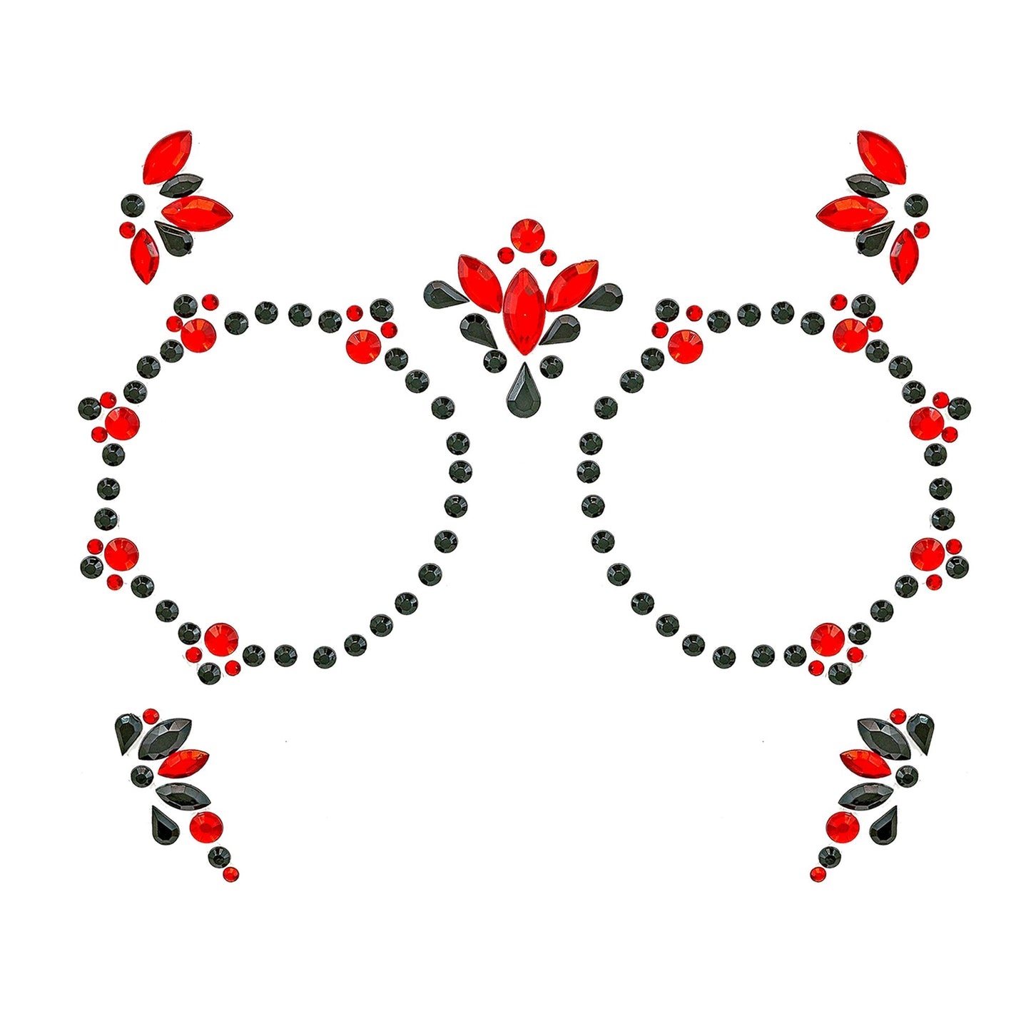 "SELBSTKLEBENDE GLITZERSTEINE FÜR DAS GESICHT DIA DE LOS MUERTOS ROT & SCHWARZ" – Ansicht 5