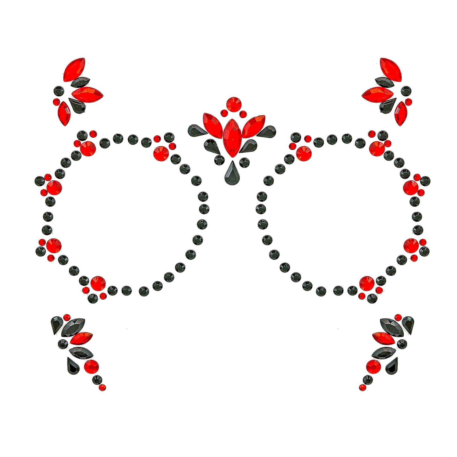 "SELBSTKLEBENDE GLITZERSTEINE FÜR DAS GESICHT DIA DE LOS MUERTOS ROT & SCHWARZ" – Ansicht 5