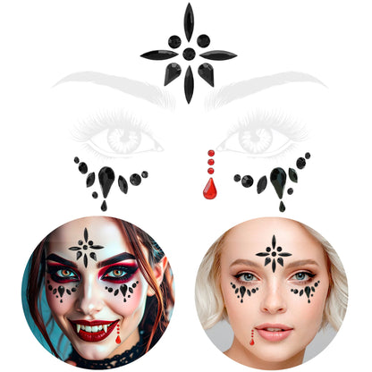 "SELBSTKLEBENDE GLITZERSTEINE FÜR DAS GESICHT VAMPIRIN" – Ansicht 4