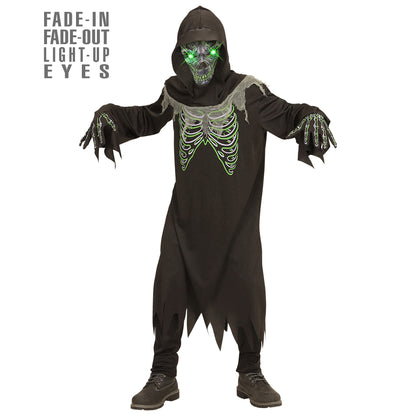 "SENSEMANN" (Robe, Handschuhe, Maske mit Kapuze und leuchtenden Augen- fade-in-fade-out Effekt) – Vorderansicht