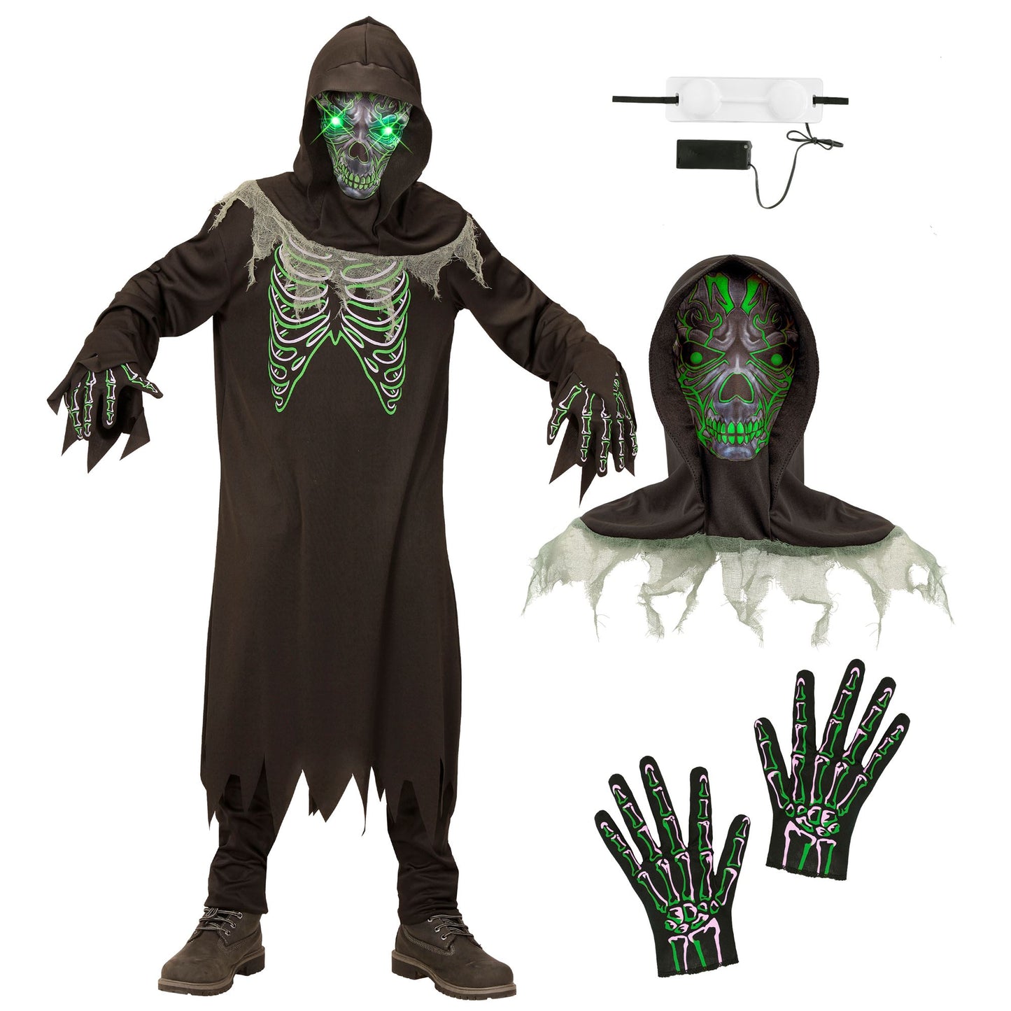 "SENSEMANN" (Robe, Handschuhe, Maske mit Kapuze und leuchtenden Augen- fade-in-fade-out Effekt) – Ansicht 3