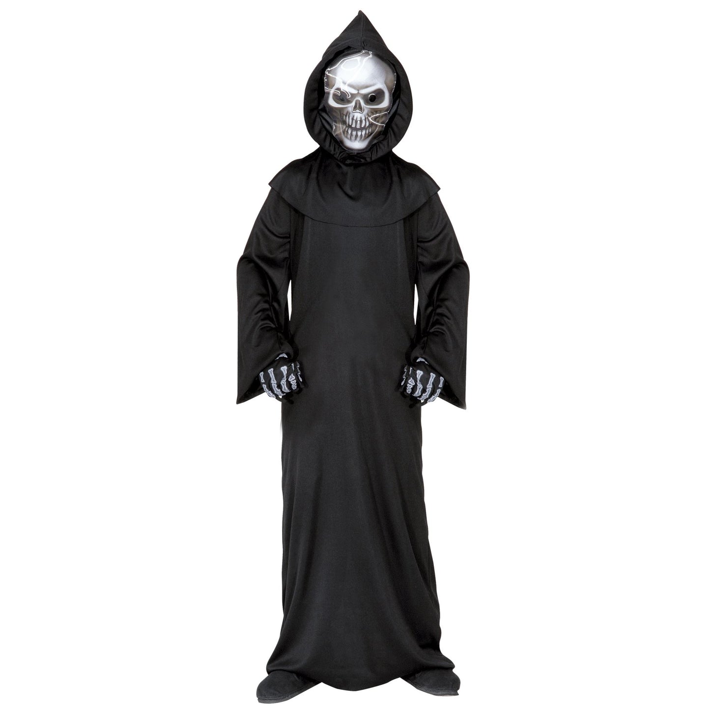 "SENSEMANN" (Robe, holografische Totenkopfmaske mit Kapuze. Knochenhandschuhe) – Ansicht 3