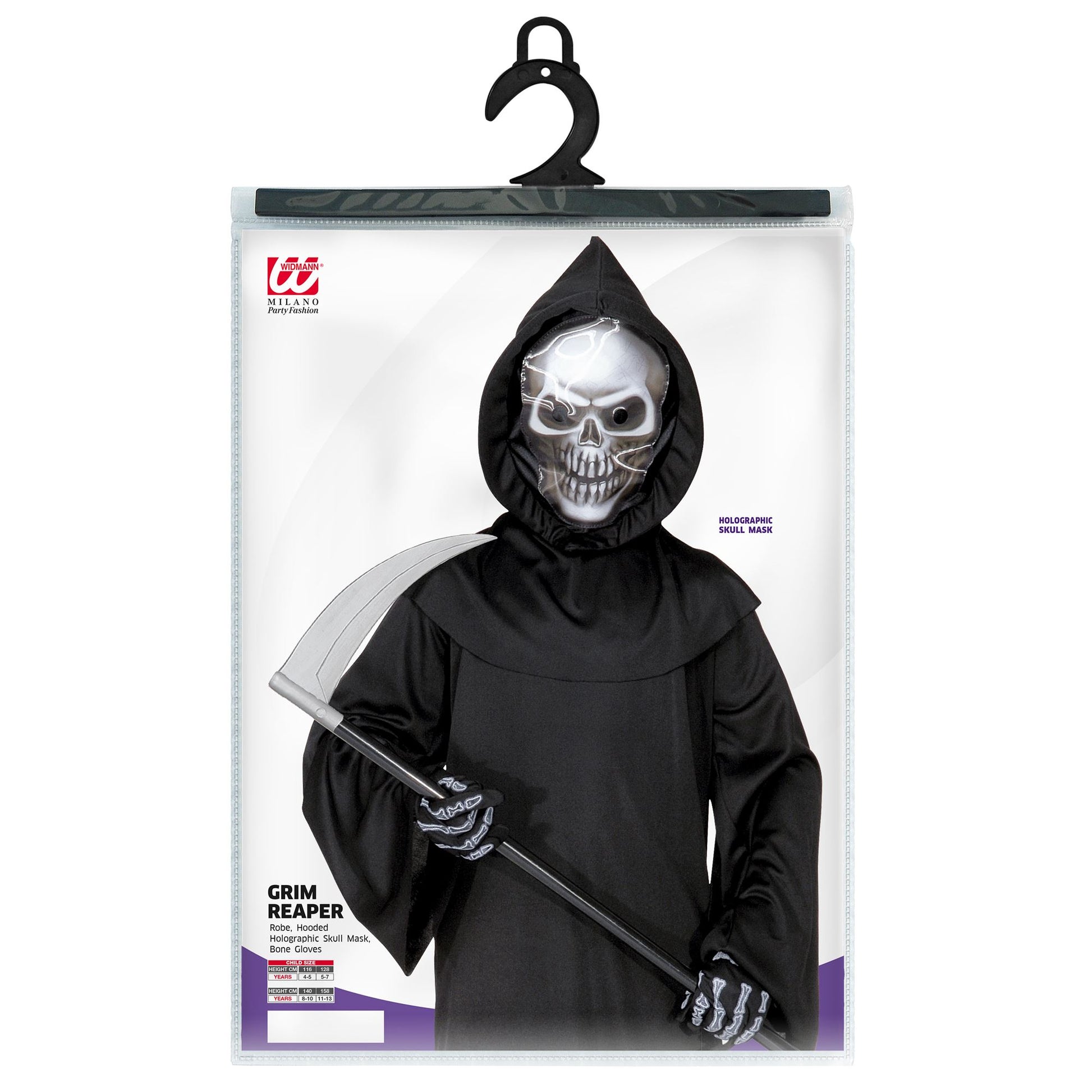 "SENSEMANN" (Robe, holografische Totenkopfmaske mit Kapuze. Knochenhandschuhe) – Ansicht 4