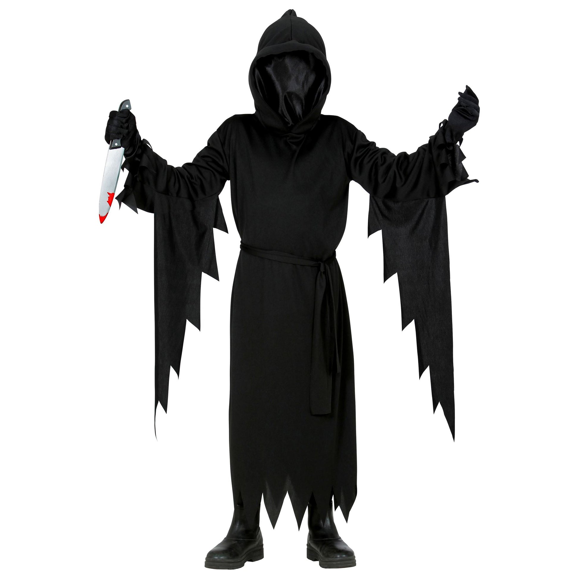 "SENSEMANN" (Robe mit Kapuze und Maske unsichtbares Gesicht, Gürtel) – Detailansicht