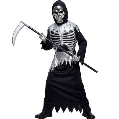 "SENSEMANN" (Robe mit Rippenaufdruck, Gürtel, Maske mit Kapuze) – Detailansicht