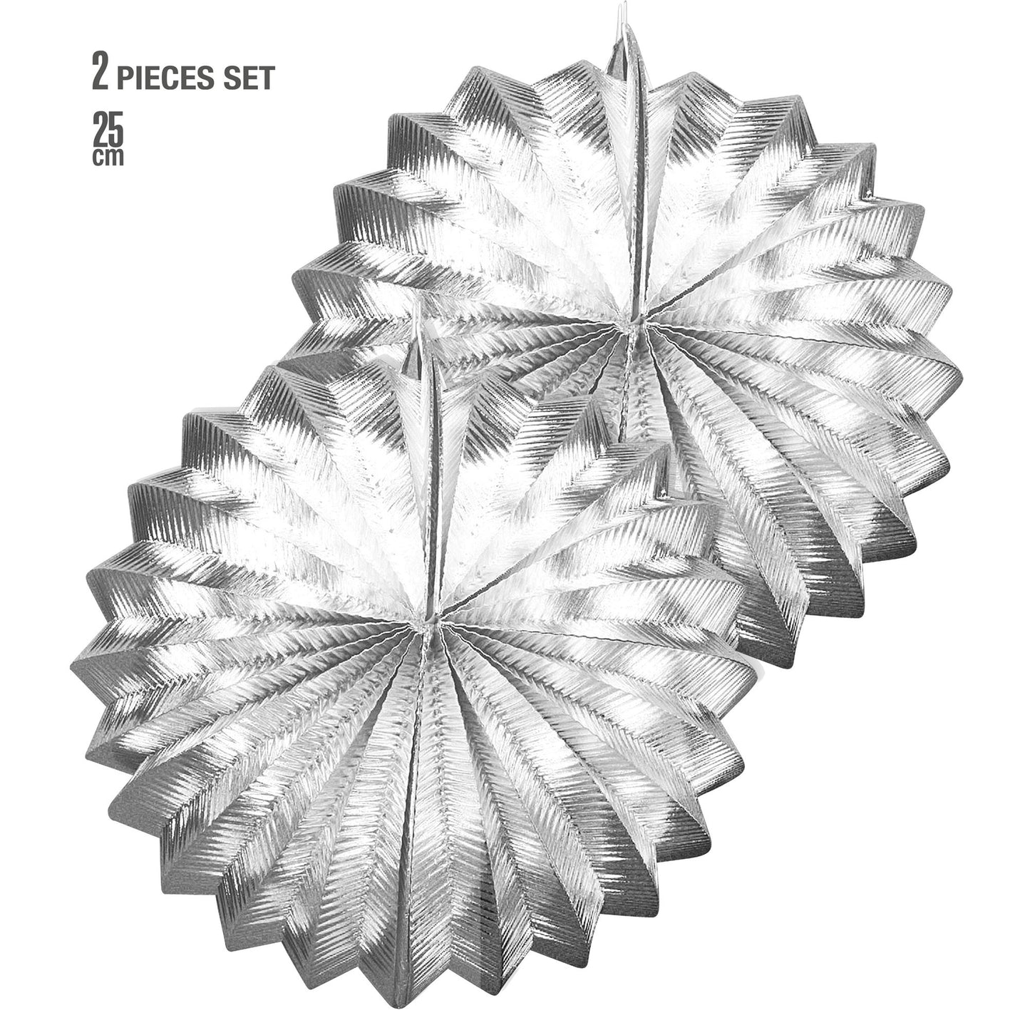 Set "2er GLOBUS METALLISIERT SILBER" 25 cm – Vorderansicht