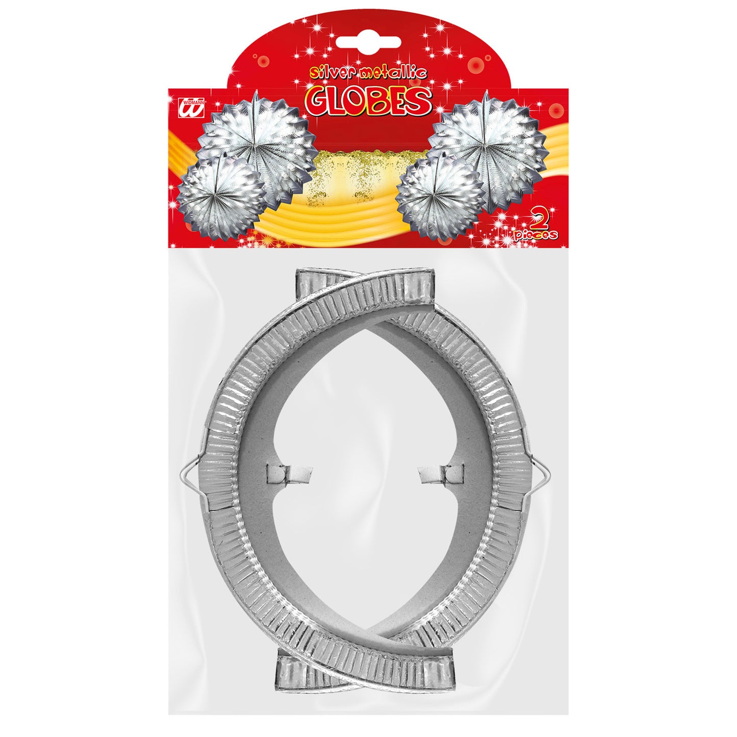 Set "2er GLOBUS METALLISIERT SILBER" 25 cm – Detailansicht