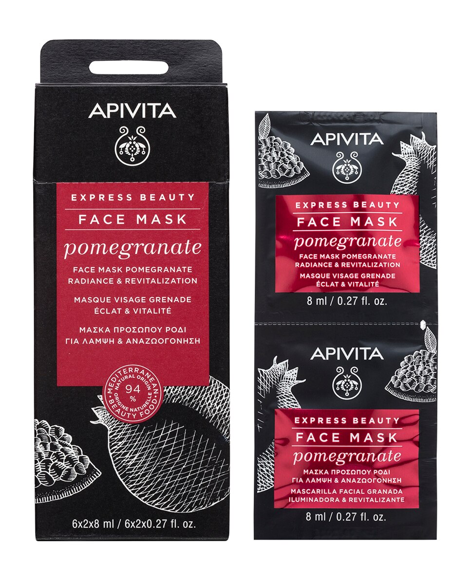 Set, Apivita, Express Pomegranate, Revitalising, Cream Mask, For Face, 2 pcs, 8 ml