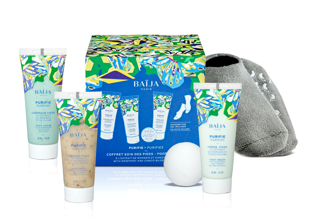 Set Baija: Purifie, Cleansing & Exfoliating, Foot Scrub, 30 ml + Purifie, Cleansing & Exfoliating, Scrub Mask, For Feet, 30 ml + Purifie, Hydrating, Foot Cream, 30 ml + Purifie, Relaxing & Revitalising, Bath Bomb, 60 g + Purifie, Ankle Socks