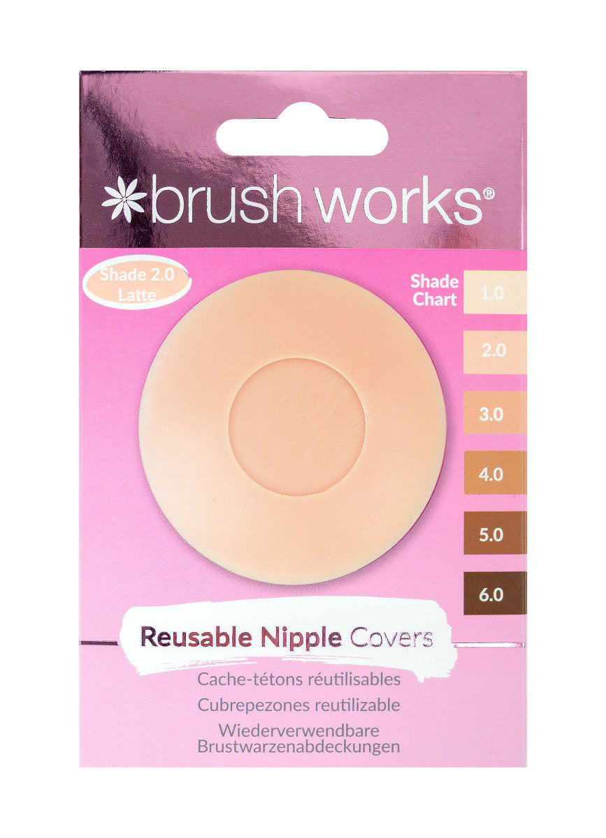 Set, Brushworks, Brushworks, Silicone, Round, Women's Pasties & Nipple Tassels, Latte, 2 pcs