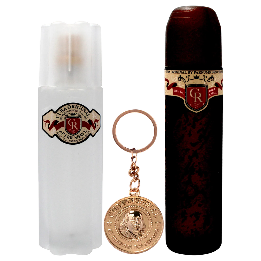 Cuba Parfümset Set Cuba: Royal, Eau De Toilette, For Men, 100 ml + Royal, After-Shave Lotion, 100 ml + Cuba, Metal Keyring, G