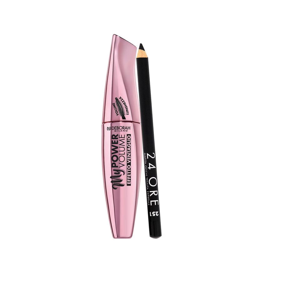Deborah Schminkset Set Deborah: 24H Extra, Gel Pencil Eyeliner, Black, 1.5 g + My Power, Waterproof, Volumizing, Mascara, Bla