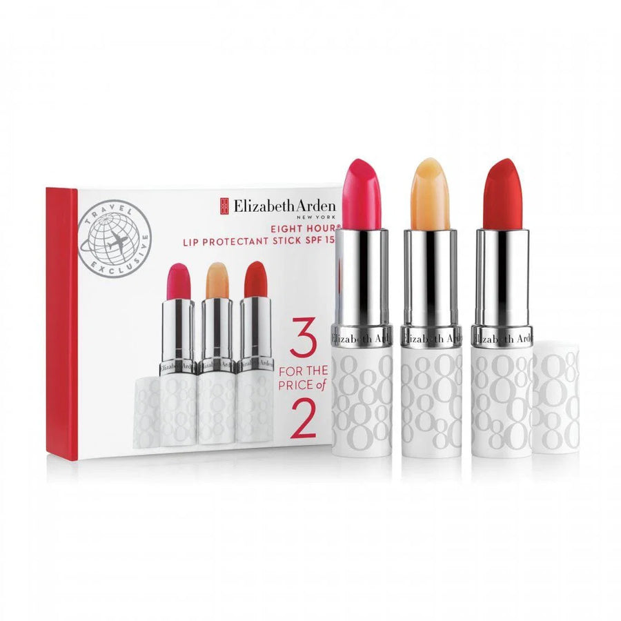 Elizabeth Arden Eight Hour Cream Lippenpflege Set mit drei Lip Balms in Transparent, Blush und Berry