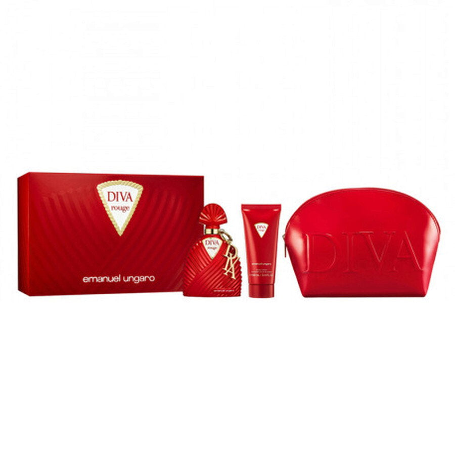 Emanuel Ungaro Diva Rouge Geschenkset mit Eau de Parfum, Body Lotion und roter Textiltasche