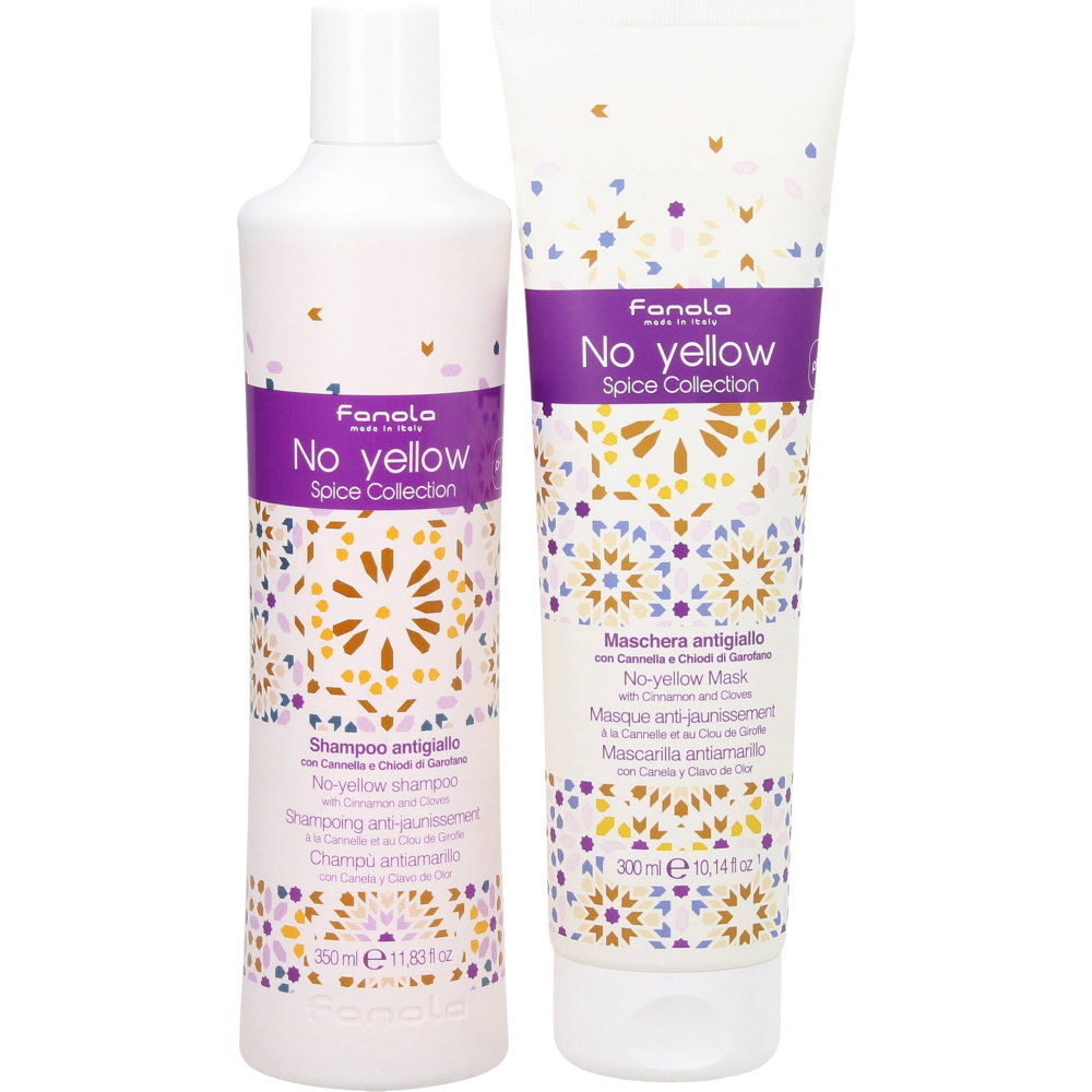 Fanola Haarpflegeset Set Fanola: No Yellow Spice Collection, Hair Treatment Cream Mask, For Neutralisation Of Yellow Tones, 3