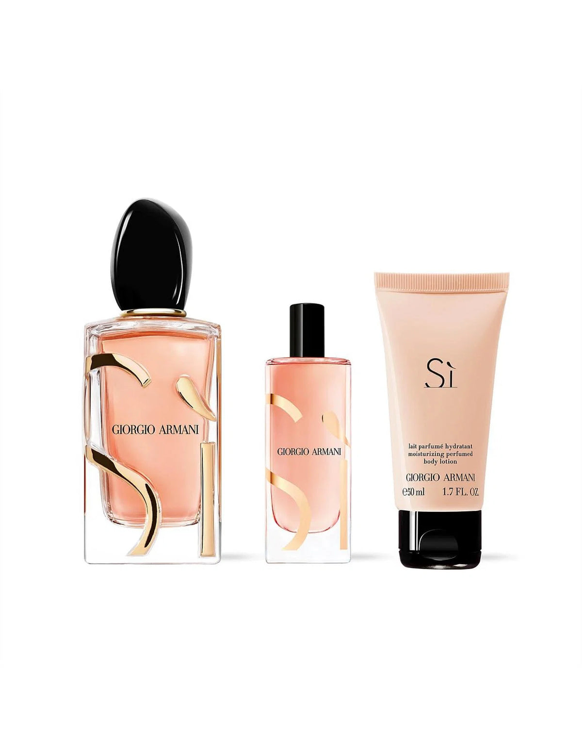 Set Giorgio Armani: Si Intense, Moisturizing, Body Lotion, 50 ml + Si Intense, Eau De Parfum, For Women, 15 ml + Si Intense, Eau De Parfum, For Women, 100 ml