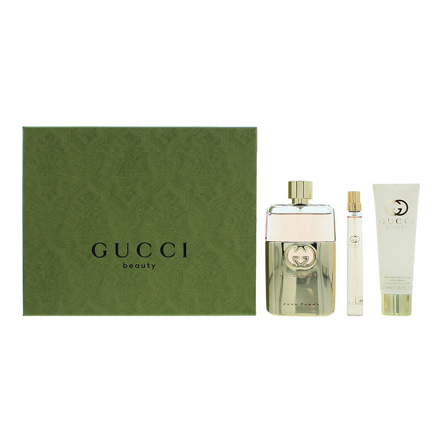 Gucci Guilty Geschenkset für Damen mit Eau de Parfum 90 ml und 10 ml sowie Body Lotion 50 ml