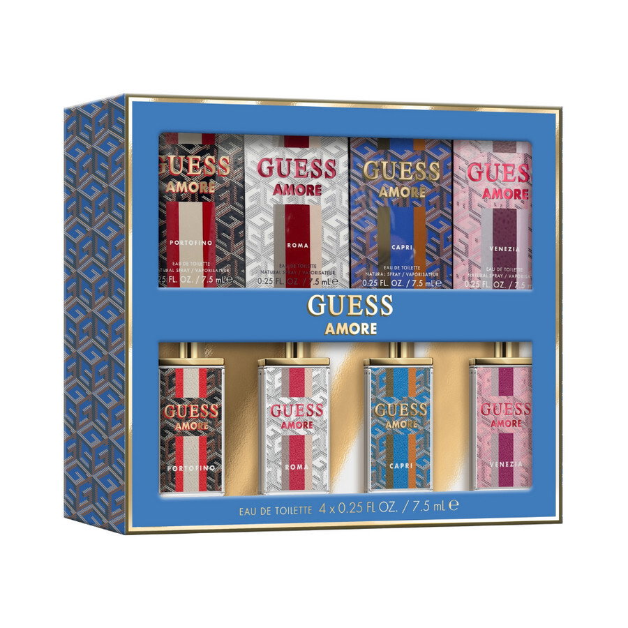 Set Guess: Amore Venezia, Eau De Toilette, For Women, 7.5 ml + Amore Capri, Eau De Toilette, For Women, 7.5 ml + Amore Roma, Eau De Toilette, For Women, 7.5 ml + Amore Portofino, Eau De Toilette, For Women, 7.5 ml