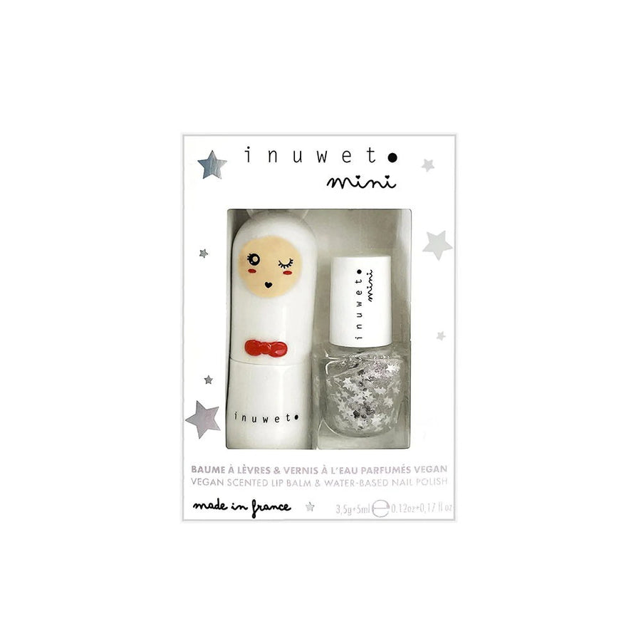 Inuwet Beauty-Geschenkset mit Bunny Sweety Lippenbalsam und Silver Dreamer Glitzer-Nagellack