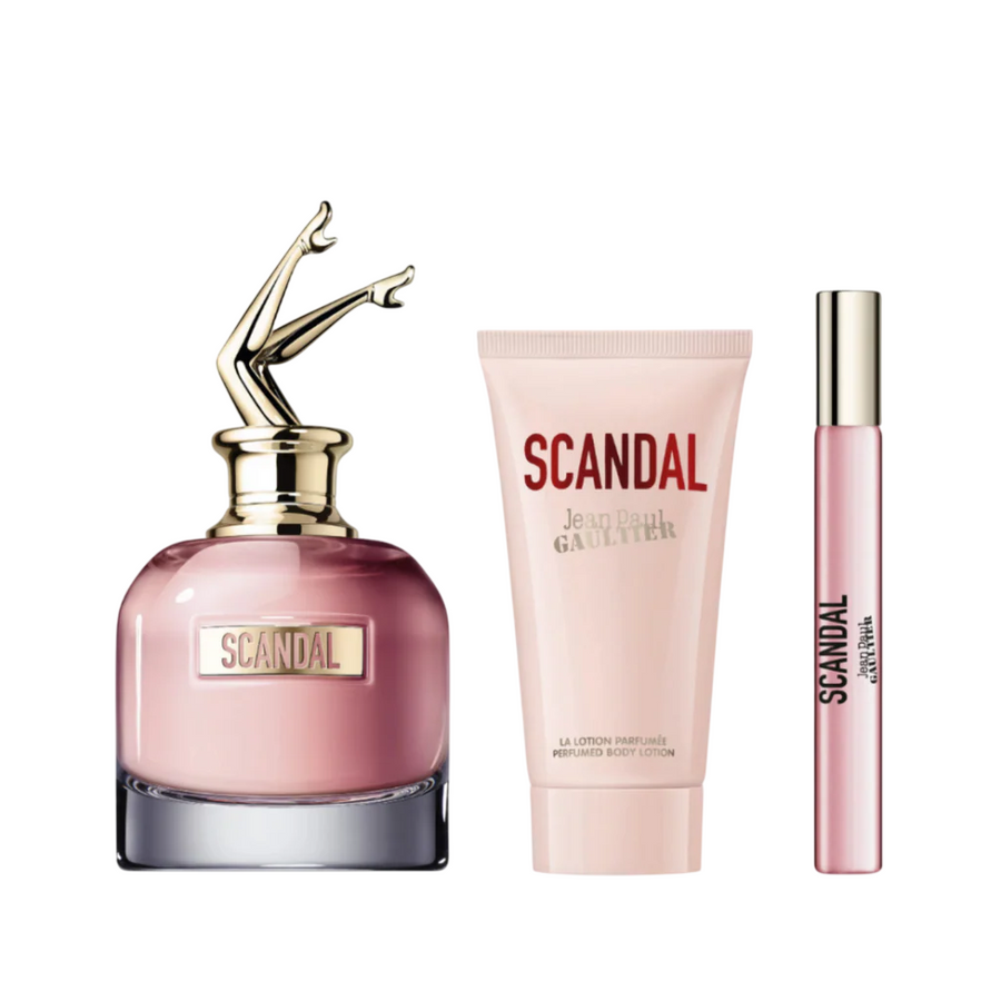 Jean Paul Gaultier Scandal Geschenkset mit Eau de Parfum 50 ml, Miniatur 6 ml und Body Lotion 75 ml