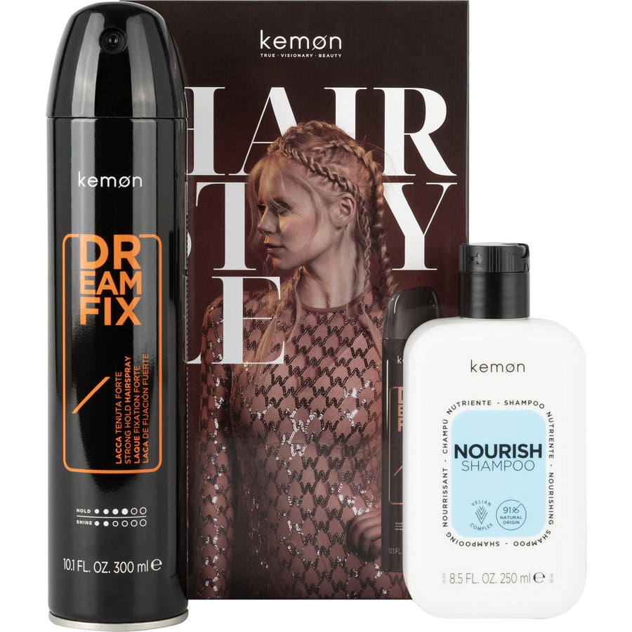 Kemon Haarpflegeset Set Kemon: Dreamfix, Hair Spray, Strong Hold, 300 ml + Nourish Nourishing, Hair Treatment Shampoo, Dry, 2