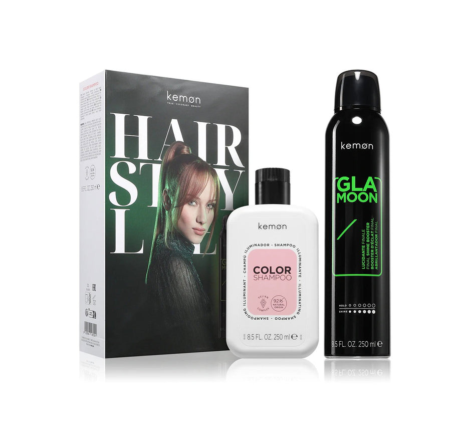Kemon Haarpflegeset Set Kemon: Styling Glamoon Shine, Hair Spray, Shine, 250 ml + Color, Hair Treatment Shampoo, Shine, For C