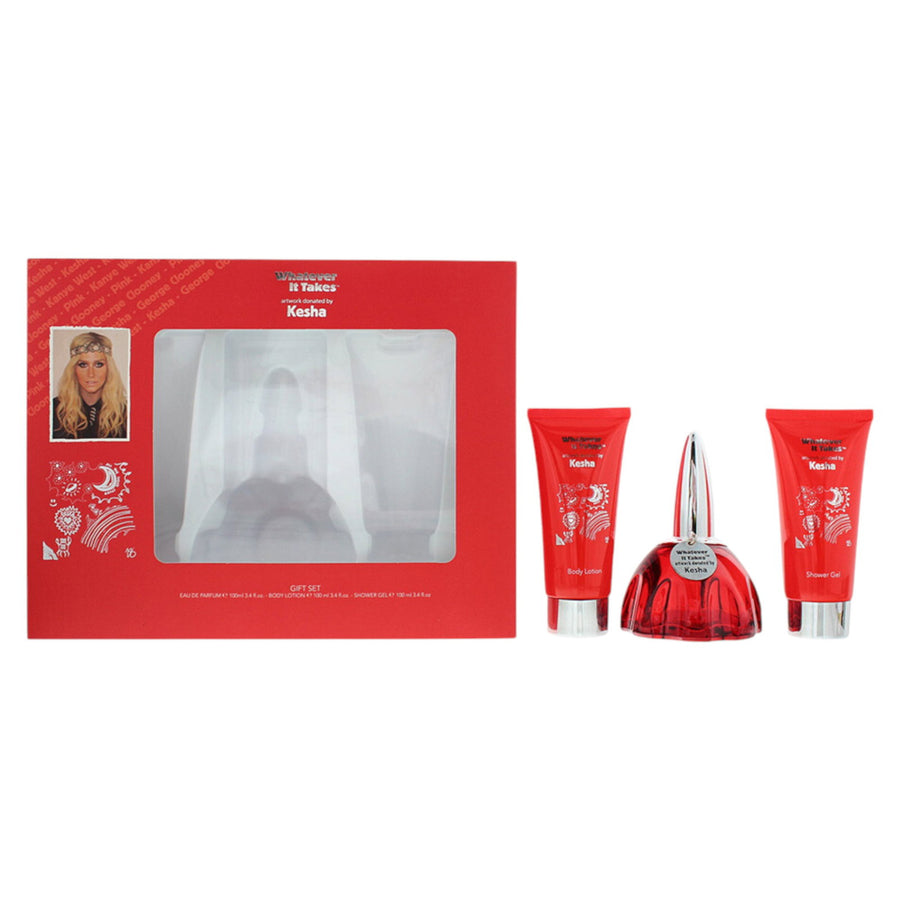 Kesha Whatever It Takes Geschenkset mit Eau de Parfum Body Lotion und Shower Gel, 3 x 100 ml