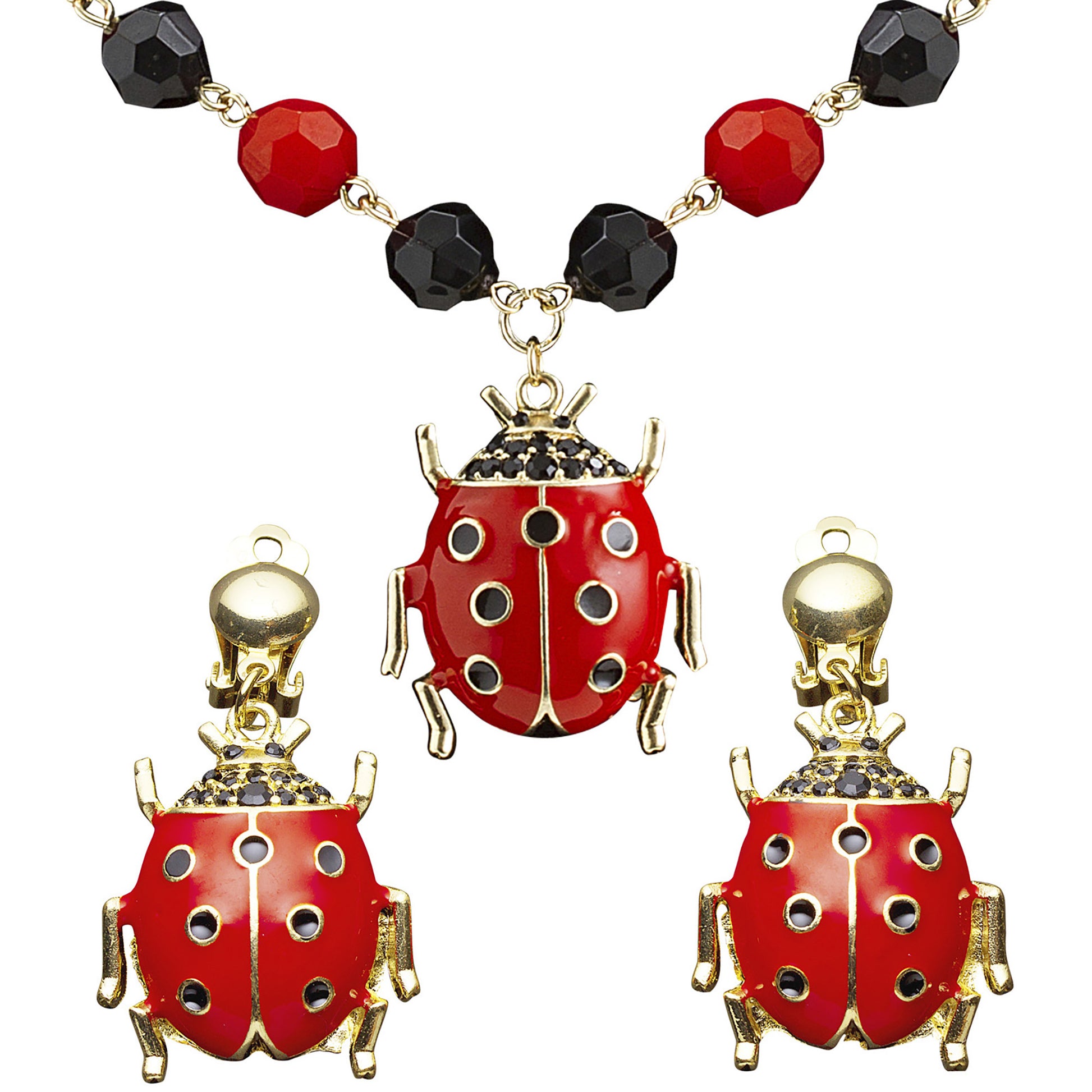 "SET KETTE UND OHRRINGE MARIENKÄFER" – Vorderansicht