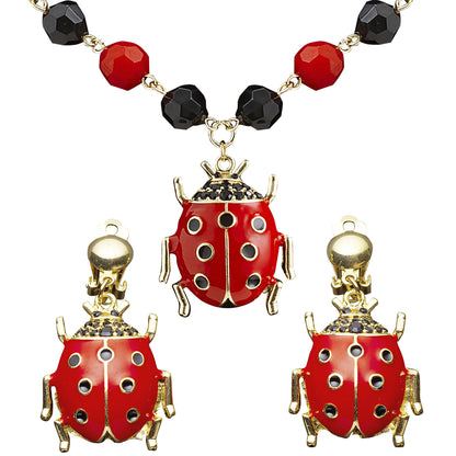 "SET KETTE UND OHRRINGE MARIENKÄFER" – Vorderansicht