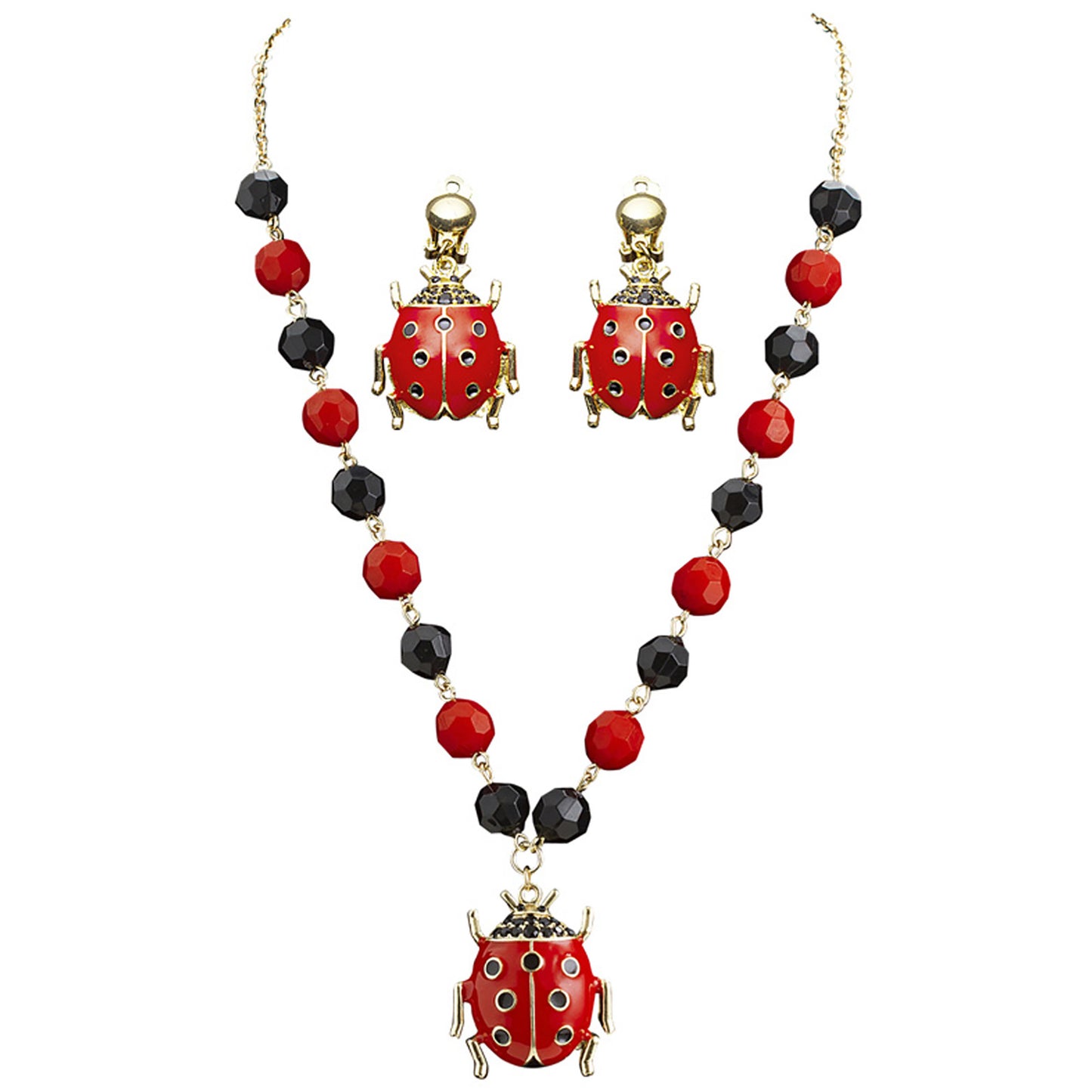 "SET KETTE UND OHRRINGE MARIENKÄFER" – Detailansicht
