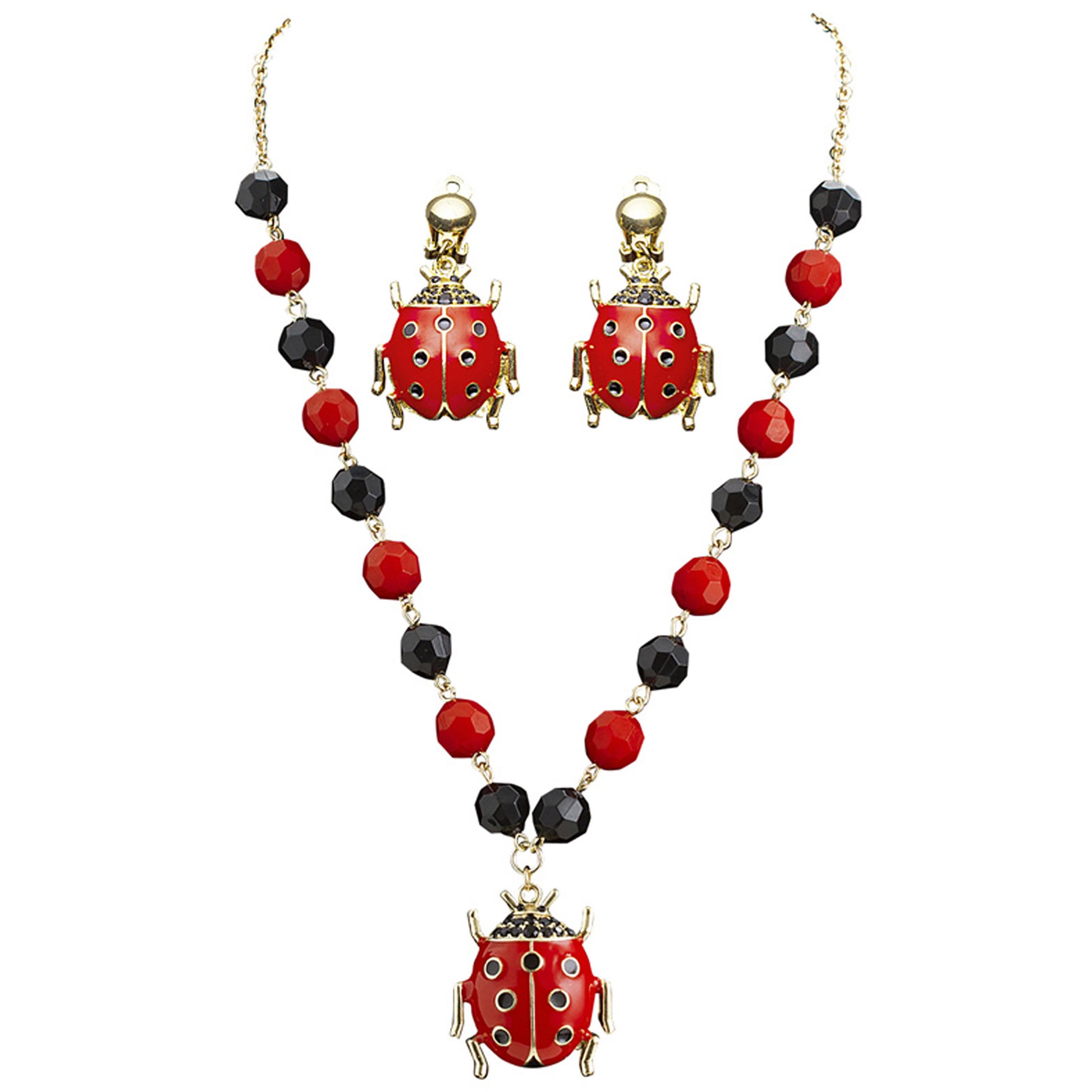 "SET KETTE UND OHRRINGE MARIENKÄFER" – Detailansicht