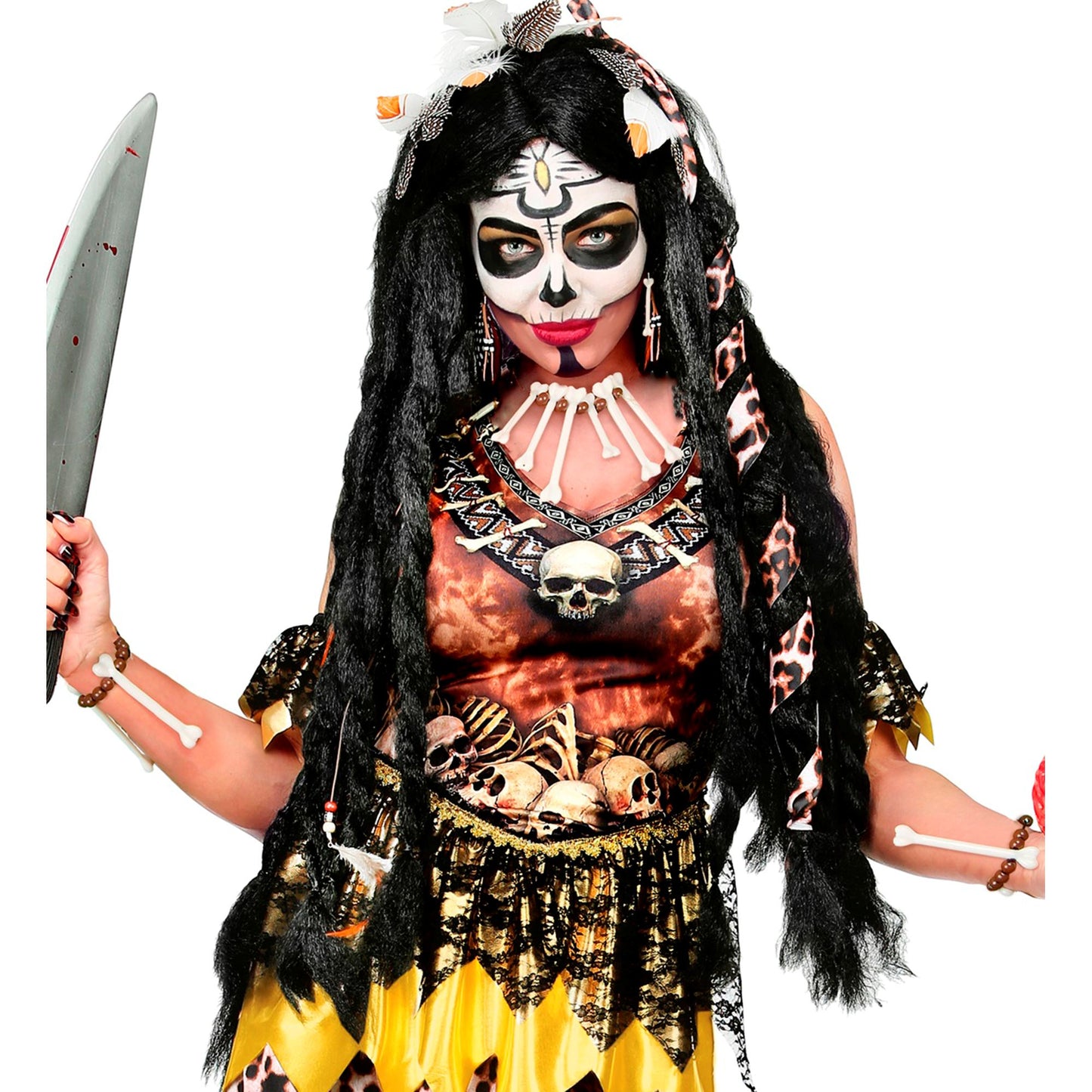 "SET KNOCHENSCHMUCK" (Kette, Armband, Ohrringe) für Höhlenmensch, Afrikaner, Indianer, etc – Ansicht 4