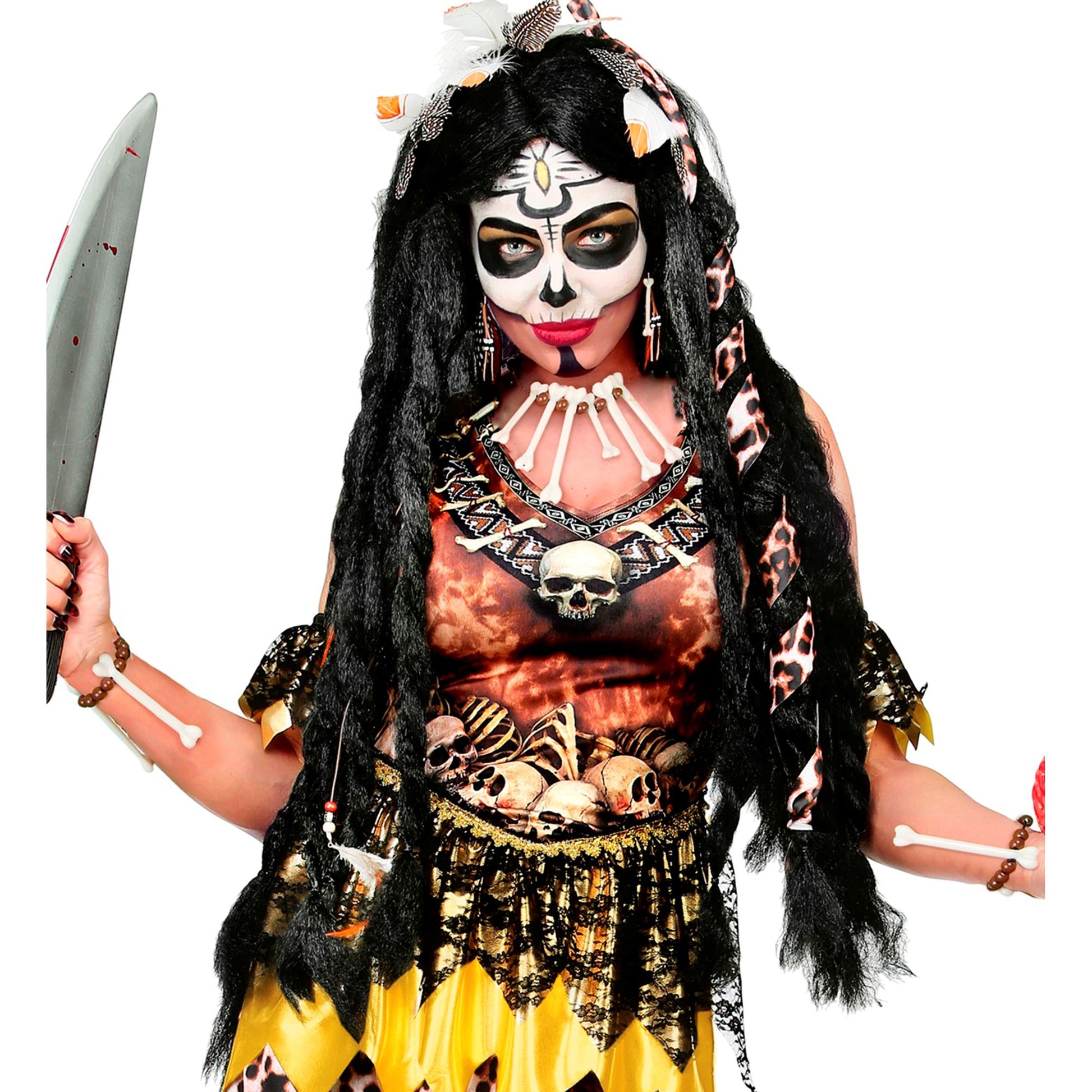 "SET KNOCHENSCHMUCK" (Kette, Armband, Ohrringe) für Höhlenmensch, Afrikaner, Indianer, etc – Ansicht 4