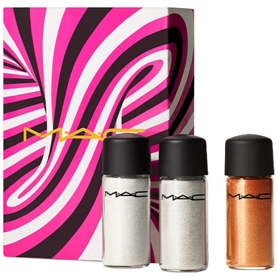 MAC Sprinkle Of Magic Set mit drei Mini Loose Glitter Eyeshadows in Gold, Red und Bronze
