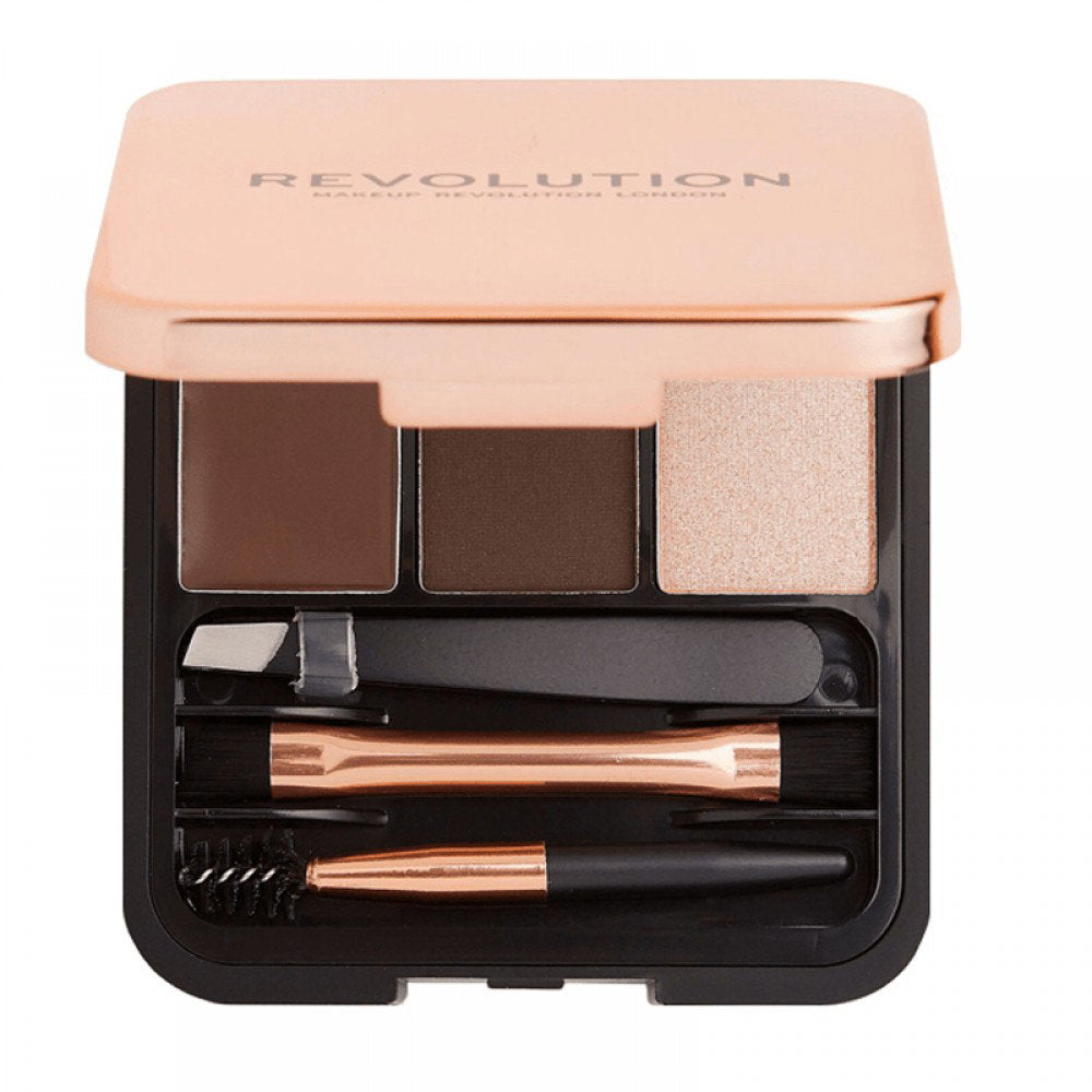 Setzen, Makeup Revolution, Brow Sculpt, Augenbrauenpalette, Dunkelbraun, 2.2 g