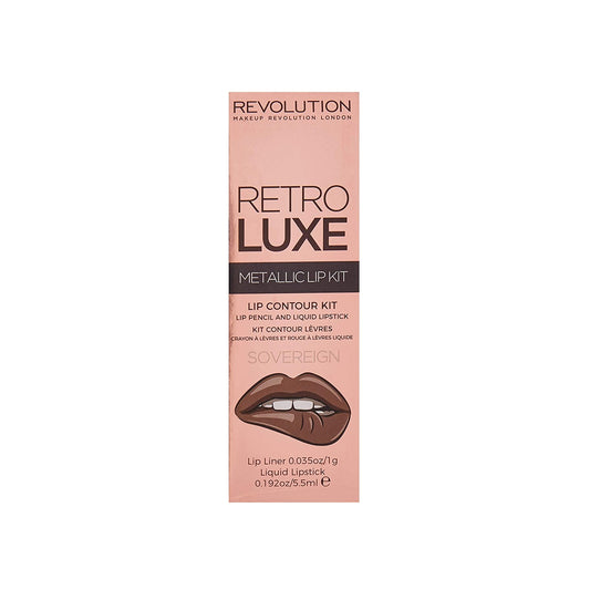 Makeup Revolution Schminkset Set Makeup Revolution: Retro Luxe, Metallic, Liquid Lipstick, Sovereign, 5.5 ml + Retro Luxe, Li