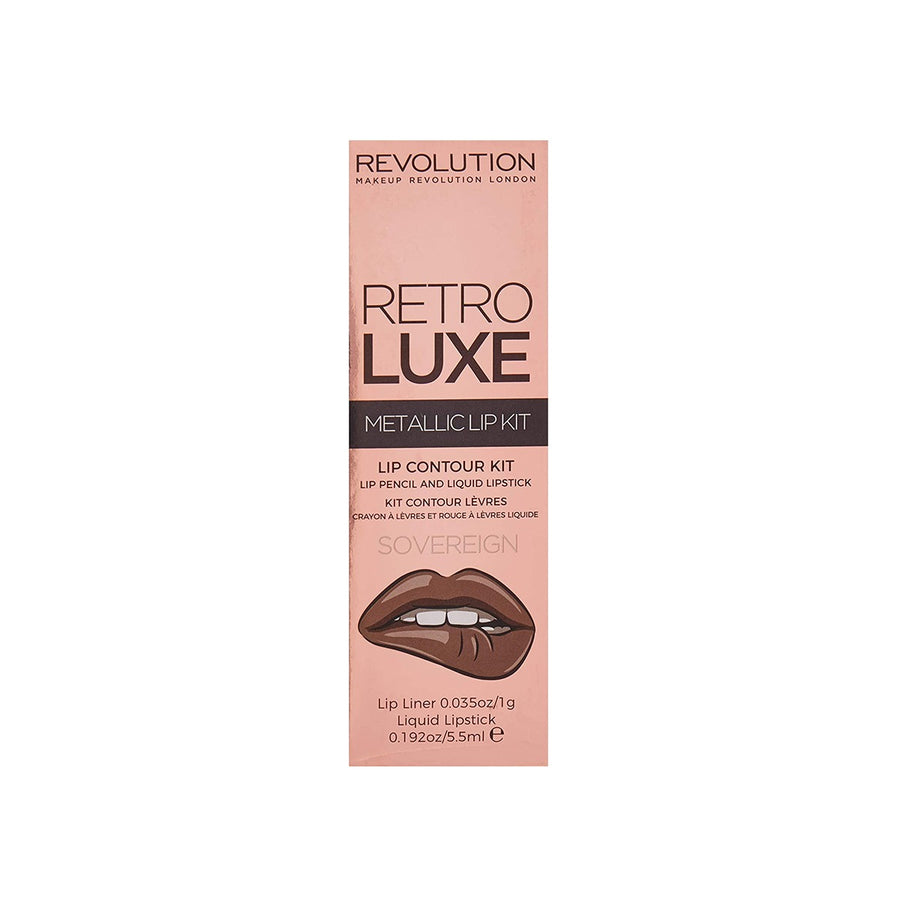 Makeup Revolution Schminkset Set Makeup Revolution: Retro Luxe, Metallic, Liquid Lipstick, Sovereign, 5.5 ml + Retro Luxe, Li