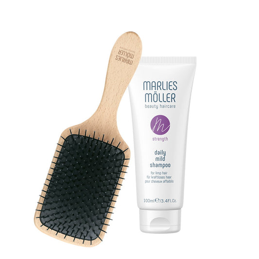 Marlies Moller Haarpflegeset Set Marlies Moller: Marine Moisture, Scalp Brush + Daily Mild, Silicone Free, Hair Shampoo, Deep