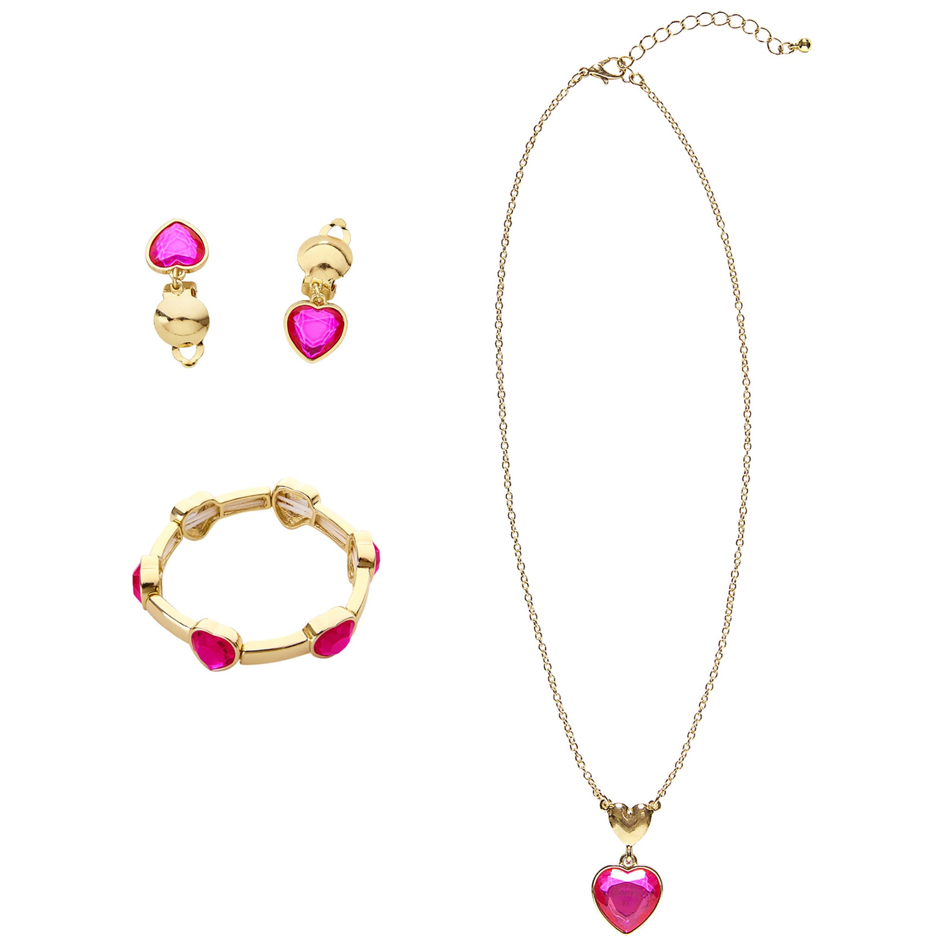 "SET MIT GOLDENER KETTE, OHRRINGE UND ARMBAND MIT ROSAFARBENEN STRASSJUWELEN" – Detailansicht