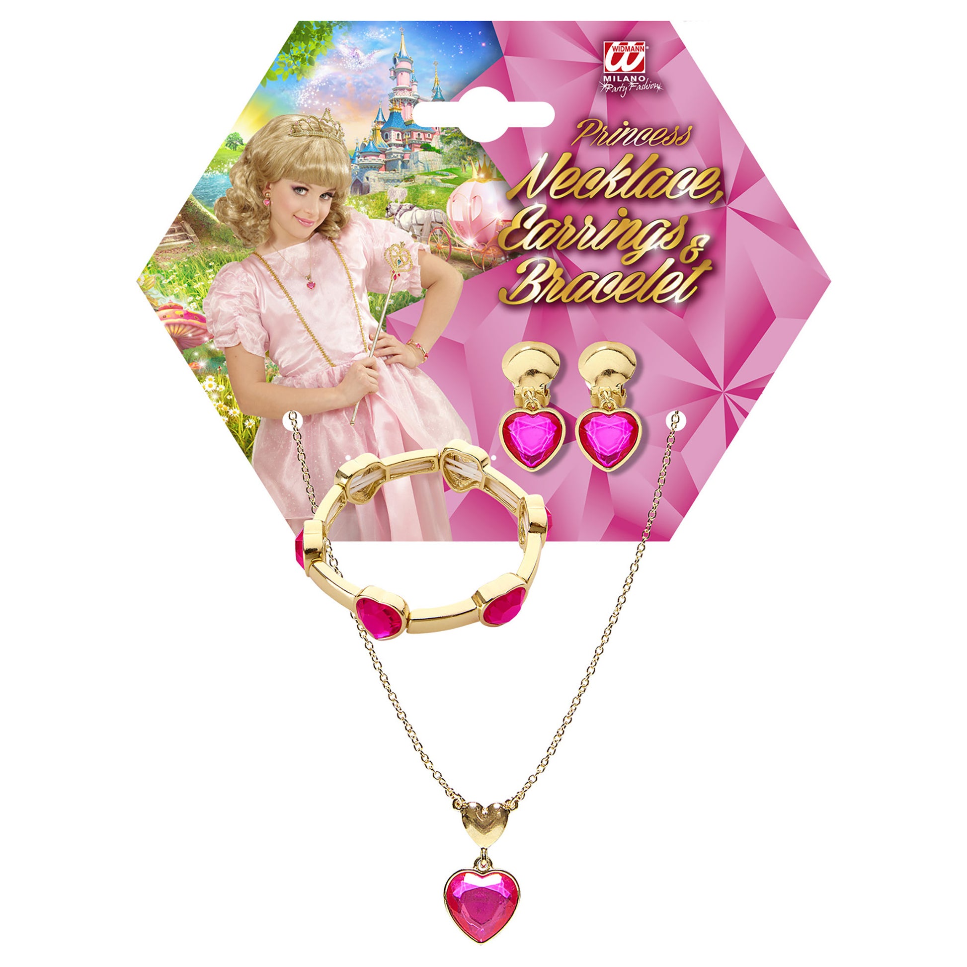 "SET MIT GOLDENER KETTE, OHRRINGE UND ARMBAND MIT ROSAFARBENEN STRASSJUWELEN" – Ansicht 3