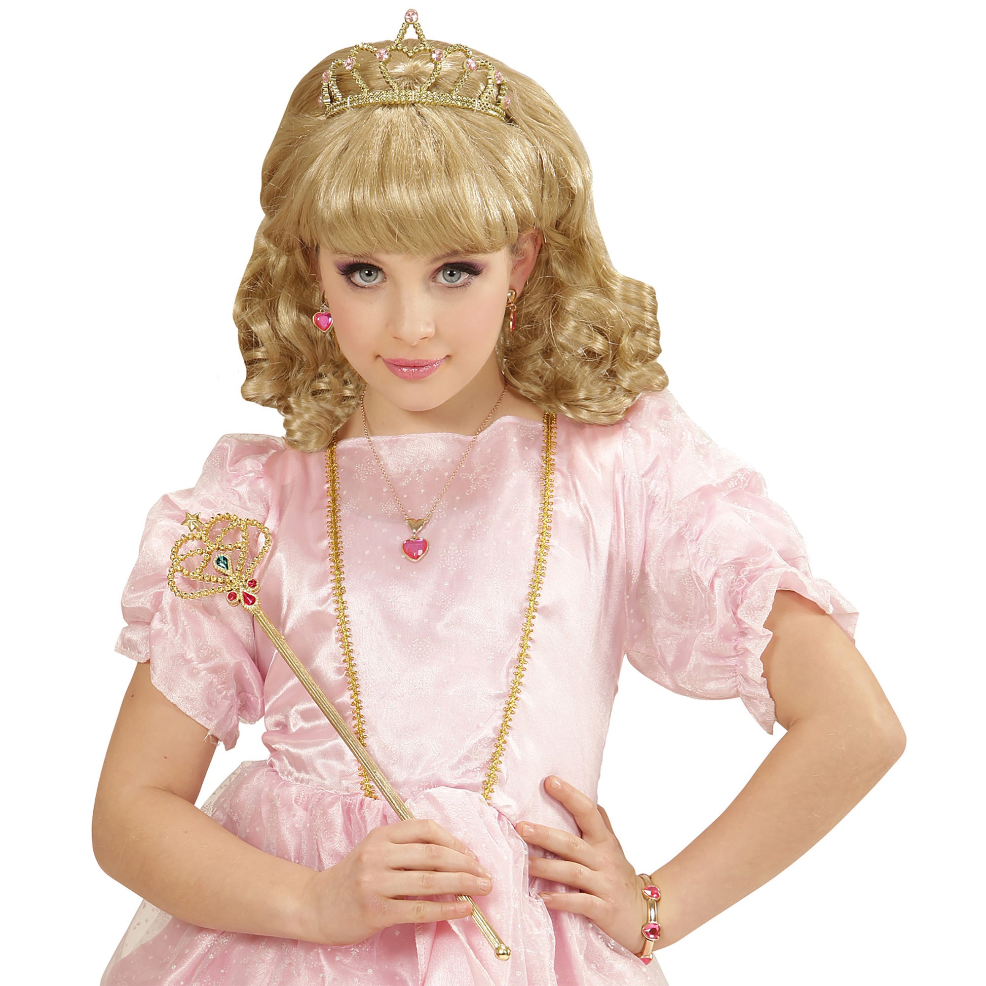 "SET MIT GOLDENER KETTE, OHRRINGE UND ARMBAND MIT ROSAFARBENEN STRASSJUWELEN" – Ansicht 4