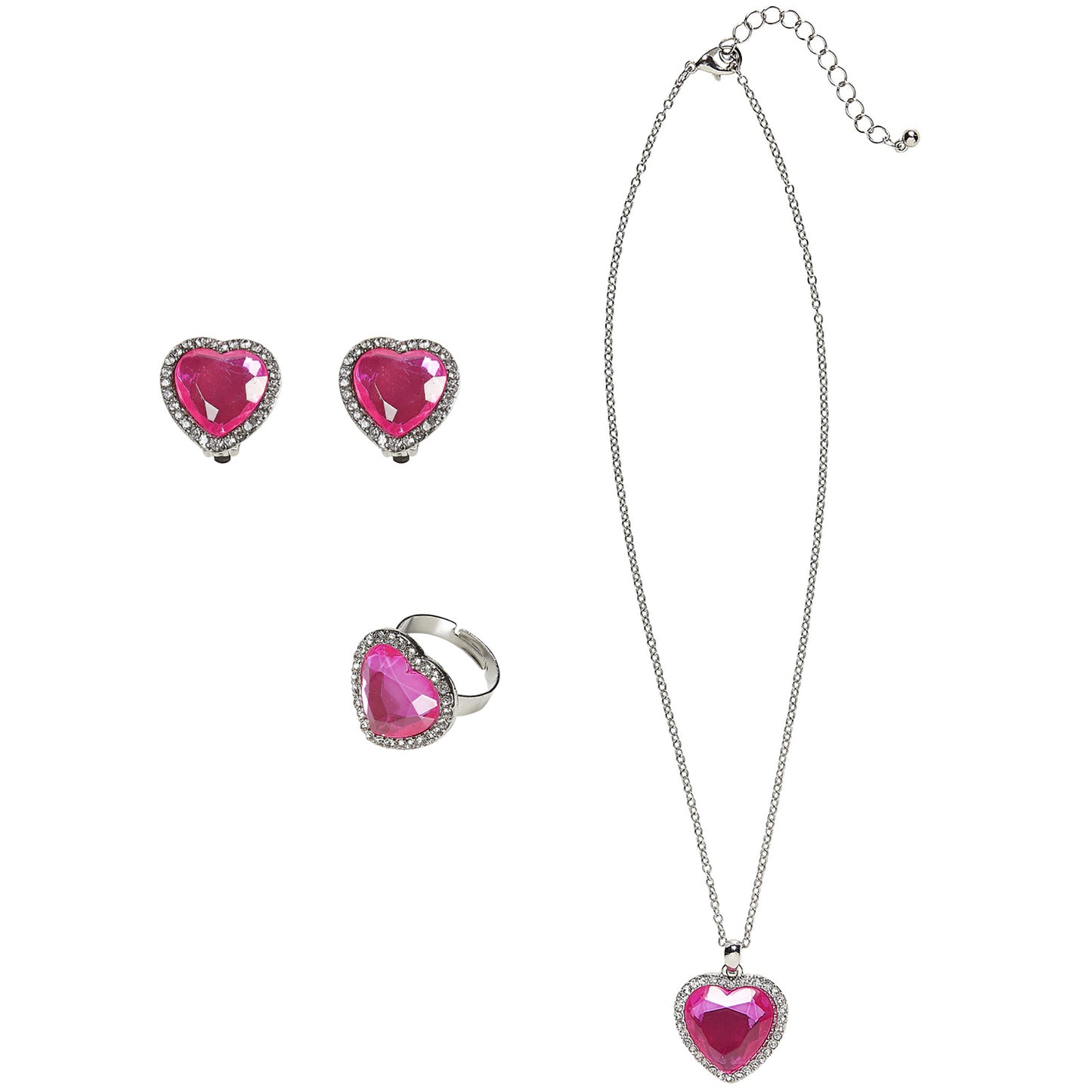 "SET MIT GOLDENER KETTE, OHRRINGE UND RING MIT ROSAFARBENEN STRASSJUWELEN" – Detailansicht