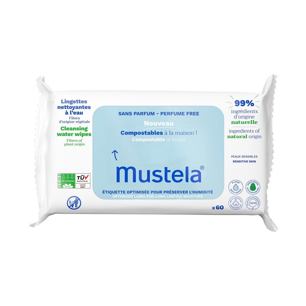 Mustela Setzen, Mustela, Compostable, Wasser, Reinigungstücher, 60 stk Regular