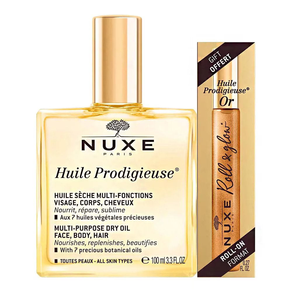 Set Nuxe: Huile Prodigieuse Or Multi-Purpose, Body Oil, For Body, Face & Hair, 100 ml + Huile Prodigieuse Or Multi-Purpose, Nourishing, Roll-On Body Oil, 8 ml