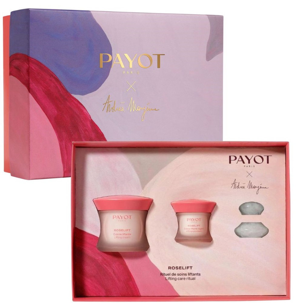 Set Payot: Roselift, Lifting, Day, Cream, For Face, 50 ml + Roselift, Lifting, Day, Eye Cream, 15 ml + Gua Sha, White, Lifting, Face Massage Stone