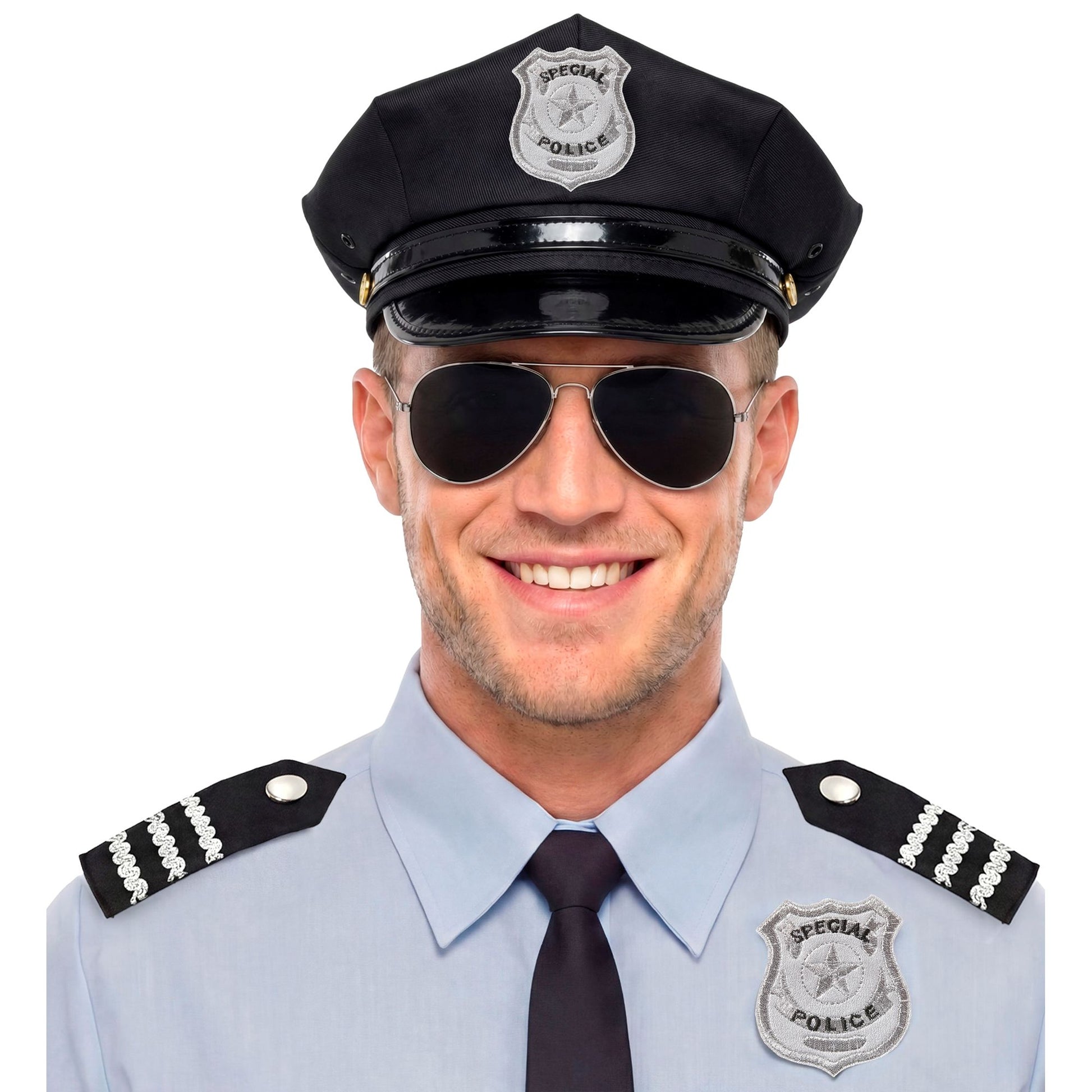 "SET POLIZIST" (Hut, Brille, Dienstmarke) – Vorderansicht