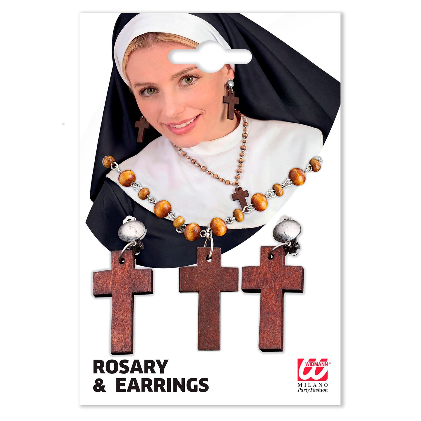 "SET ROSENKRANZ UND OHRRINGE HOLZKREUZ" – Ansicht 3