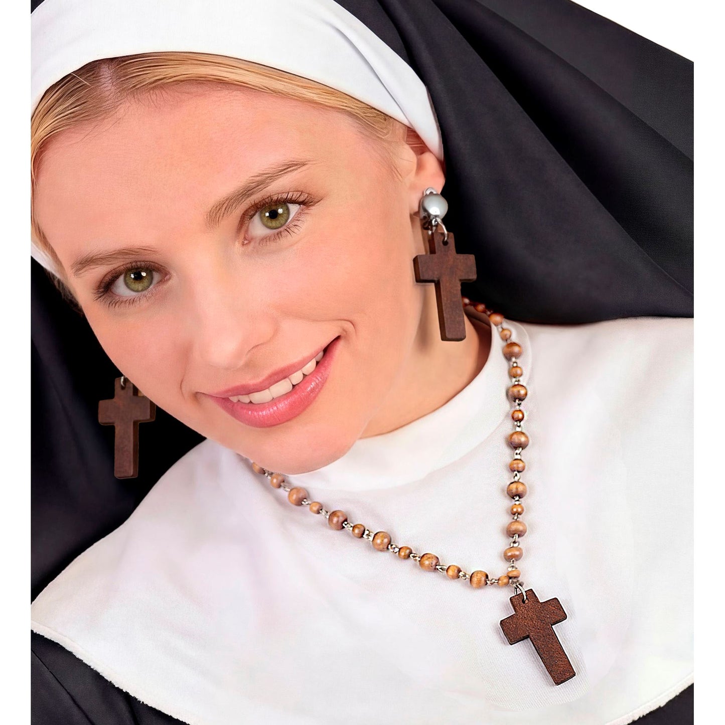 "SET ROSENKRANZ UND OHRRINGE HOLZKREUZ" – Ansicht 4