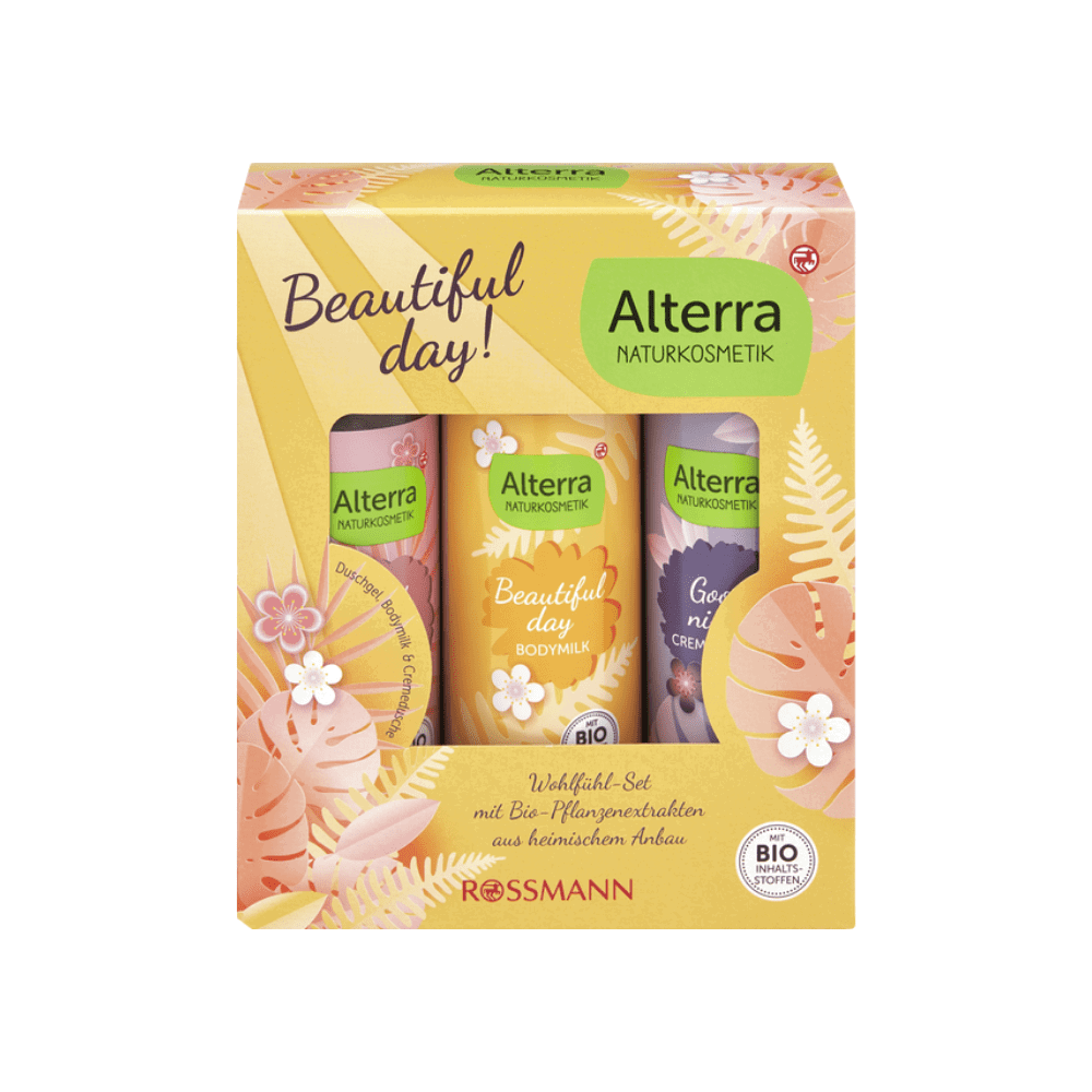 Rossmann Alterra Körperpflege-Set mit Duschgel, Duschcreme und Body Milk
