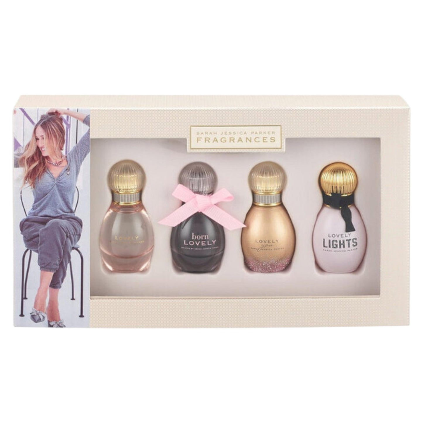 Set Sarah Jessica Parker: Lovely, Eau De Parfum, For Women, 5 ml *Miniature + Born Lovely, Eau De Parfum, For Women, 5 ml *Miniature + Lovely You, Eau De Parfum, For Women, 5 ml *Miniature + Lovely Lights, Eau De Parfum, For Women, 5 ml